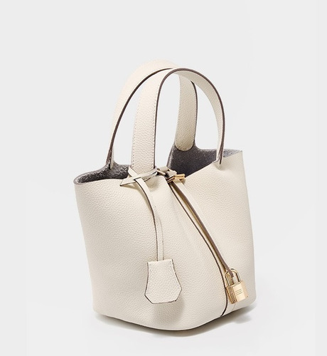 2024 Nuevo Bolso Cuero Genuino Bolso Tipo Cubo Piel Vaca