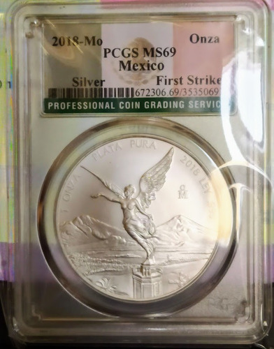 Medalla Plata Onza Libertad 2018 Pcgs Ms-69!!