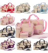 Comprar Set 5 Bolsas Panaleras Cambiador Bebe Botella Viaje Multiuso Color Rosa Lisa