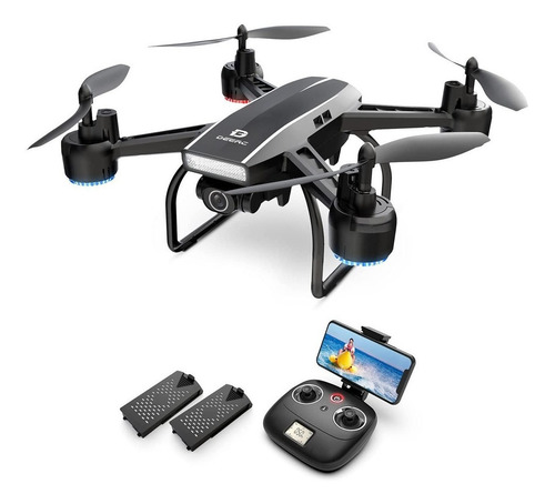 Drone DeeRC D50 com câmera 2K preto 2 baterias