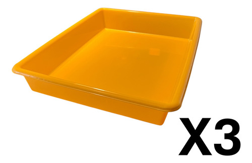 Paquete 3 Charola Organizadora Multiusos 29 X 39 Cm Amarillo