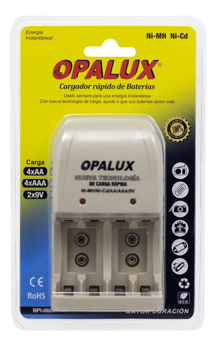 Cargador De Baterías Recargables 9v/aa/aaa Bpi-0604 Opalux