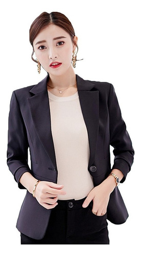 Blazer Mujer Moda Casual Color Sólido Manga Larga