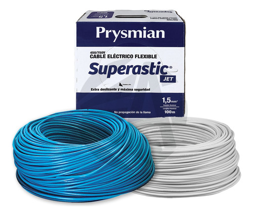 Cable Unipolar Prysmian 1.5mm X2 Pack Celeste+blanco X100 Ea