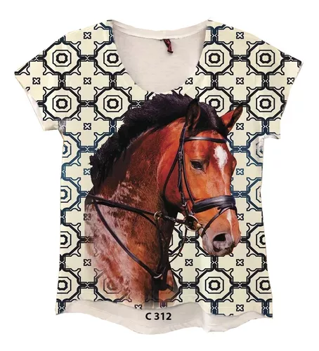 Camiseta Feminina Cavalo Marrom Frente Country Tshirt