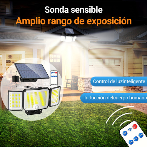 Leyi®280 Led Lampara Solar Exterior 3 Cabezales Pared Sensor 3modos Ip65 , Iluminación 270°