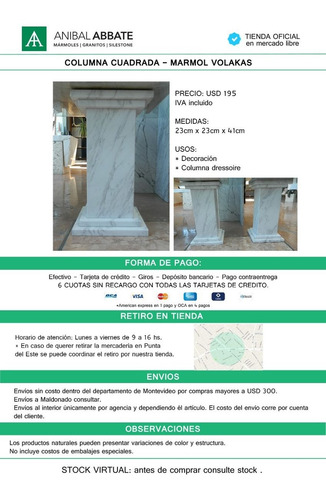 Imagen 3 de 4 de Columna Cuadrada Chica - Marmol Volakas
