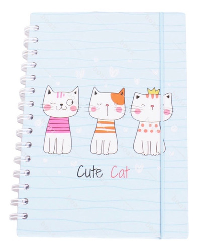 Cuaderno Libreta Mediana Espiral Diseño Gatitos Cute Kawaii
