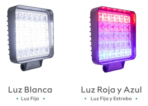 Faros Cuadrado 30 Hiper Led 3 Colores Blanco Azul Y Rojo 2pz