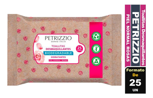 Petrizzio Toallitas Desmaquillantes Biodegradable Rosas 25un