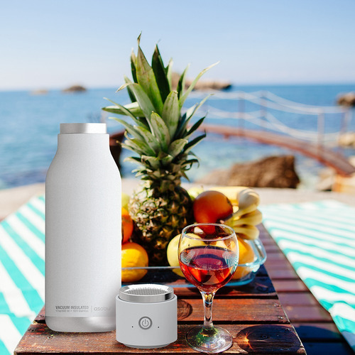 Termo Botella Bocina Wireless Asobu Blanco Doble Pared 17 Oz