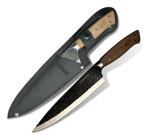 Cuchillo Black Curacaví Parrillero 20cm Funda Cuero Kangkawe