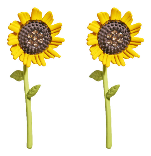 Pendientes Creativos Con Forma De Girasol Para Mujeres Y Niñ