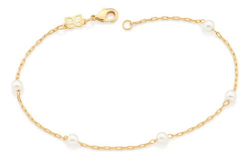 Pulseira 20 Cm Rommanel Feminino Joias Fio Ouro 18k Pérolas