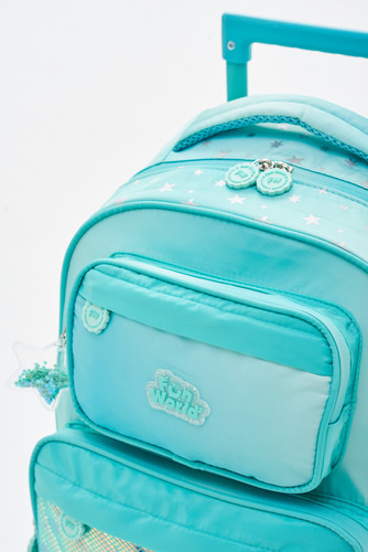 Mochila Escolar Fw Fun World Lovely 18l Color Aqua Diseño De La Tela Lisa