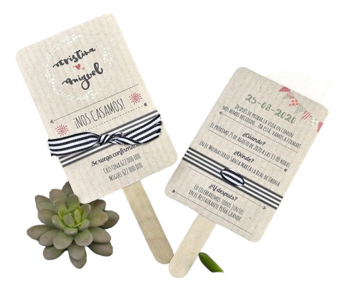 Tarjetas Invitación Paletas Helados Novios Boda 15 Años