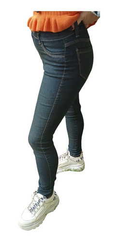Jeans Mujer Elastizados Chupin Tiro Alto Con Botones Oferta