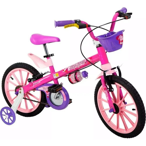 Imagem 1 de 6 de Bicicleta Infantil Aro 16 Rosa/roxa Top Girls - Nathor