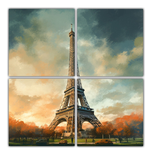 160x160cm Cuadros Abstractos Torre Eiffel Bastidor Madera