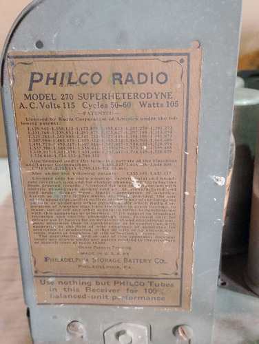 Chasis Radio Philco 1930/con Bulbos/para Proyecto (Usado)