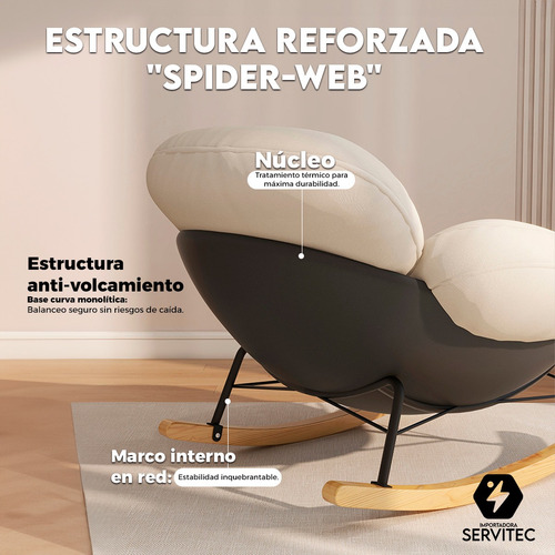 Sillón Mecedora Felpa Con Reposapiés Soporte Lumbar Y Pies