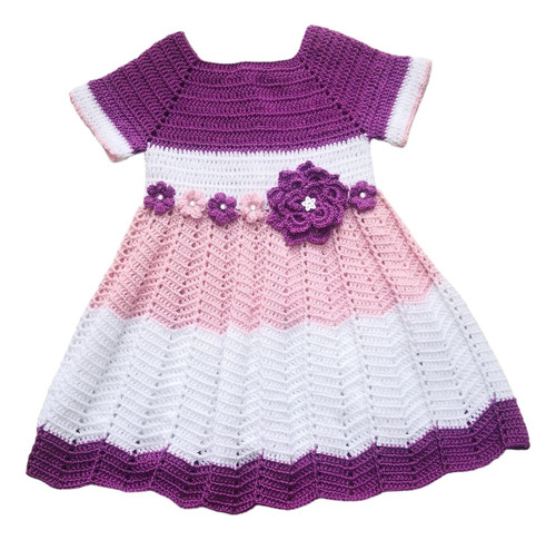 Vestido Para Bebe Tejido A Mano En Hilo Vestido Crochet