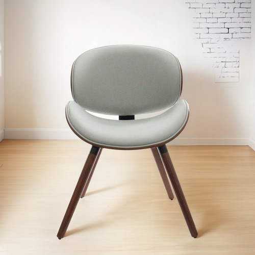 Silla Madera Comedor Living Tapizada X Unid Estructura de la silla Marrón Asiento Gris Diseño de la tela Eco cuero