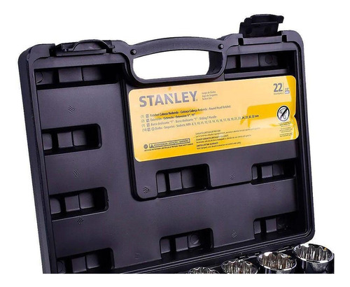 Imagem 2 de 4 de Jogo De Soquetes Estriados 8-22mm 22 Peças Stanley Stmt81242