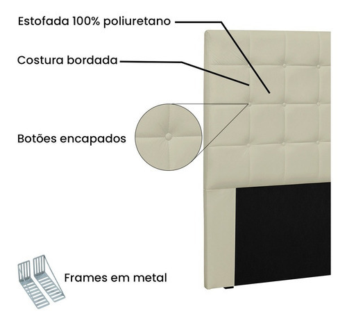 Cabeceira Verona Para Cama Box Casal 140 Cm Corino - D'rossi Cor Bege