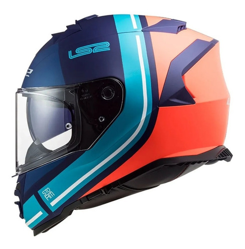 Capacete Ls2 Ff800 Storm Slant Matte Blue Fluo Azul Laranja