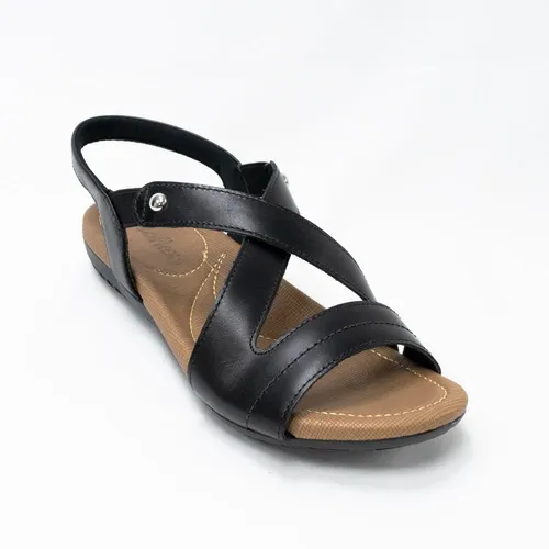 Sand lia Usaflex Baixa Ortop dica Couro Original Preta R1804