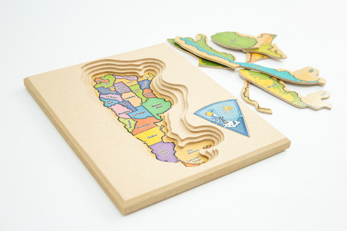 Puzzle Educativo Madera Argentina Fauna Relieve Zonas Climas