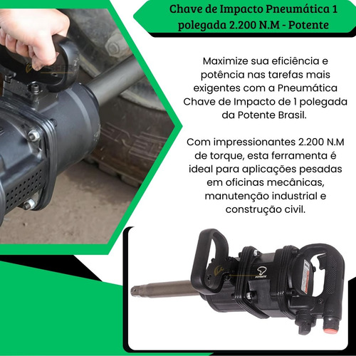 Chave De Impacto 1 Pol 2.200 N.m Com Maleta Soquetes Potente