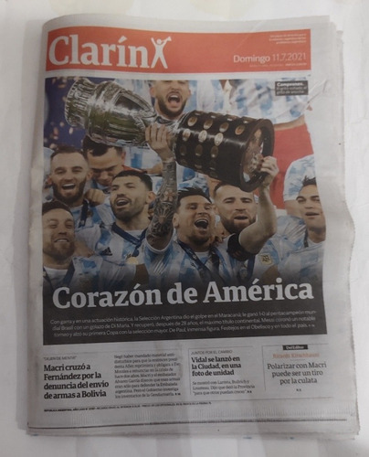 Diario Clarín Argentina Campeón De América 11.7.2021