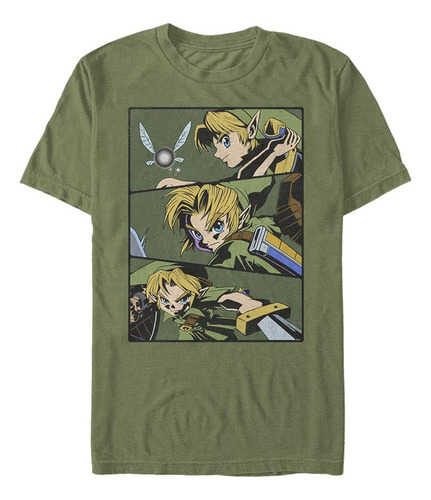 Nintendo Polera Anime Slice Para Hombre, Verde Militar, Me