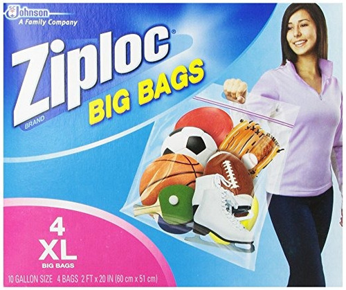 Ziploc Big Bag Cremallera Doble, X-large, 4-conde