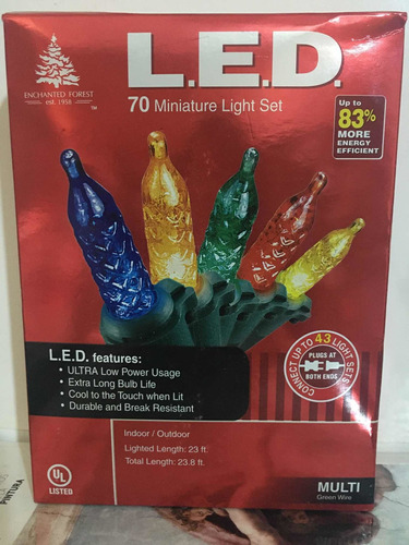 Luces Led 70 Miniaturas Ul Importadas Multicolores Navidad