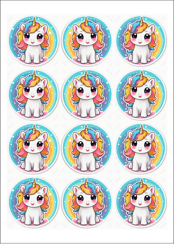 Stickers-etiquetas Unicornio.- Candy Bar -mesa Dulce