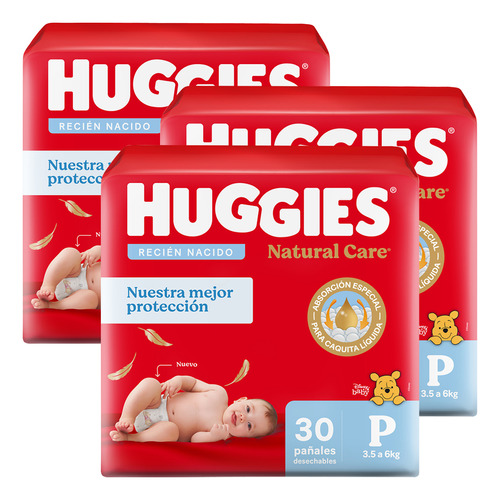 Huggies Supreme Care pañales tamaño P 3 packs de 30 unidades sin género