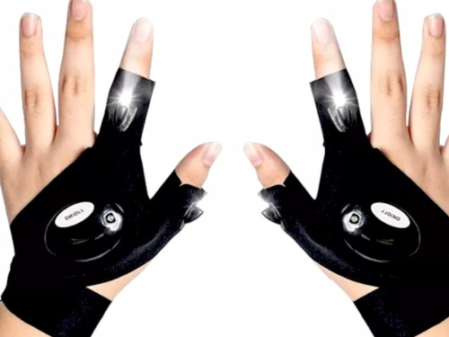 Guantes Con Linterna Luz Led  Interiores Y Exteriores (par)