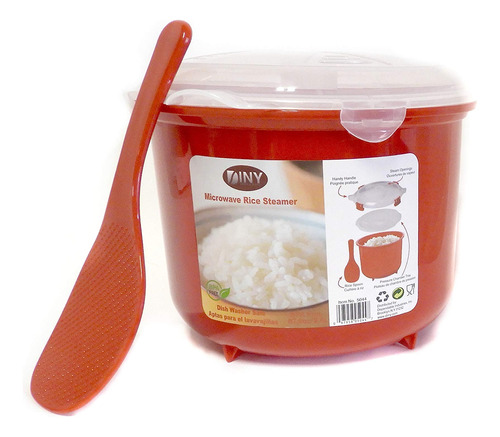 Microondas Arroz Vaporizador Cocina Bpa Libre 2.6l Rojo