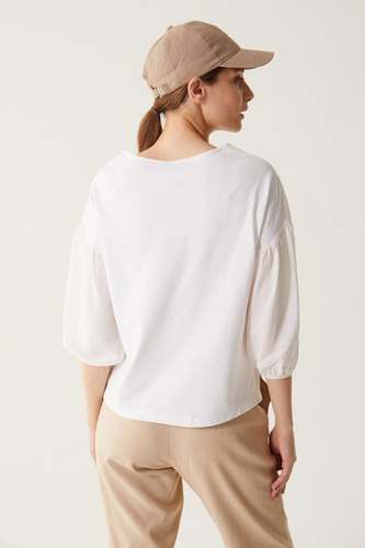Imagen 2 de 5 de Blusa Etam Sweet Manga 3/4 Para Mujer Color Crudo
