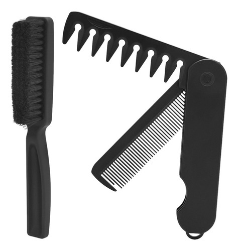 Set De Peine Plegable Portátil Y Cepillo Para Barba