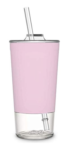 Vaso De Vidrio Ello Tidal Con Popote, Rosa Cachemira, 20 Oz.