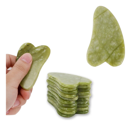 10 Guashas Piedra De Jade Pestañas Rostro Color Verde Espesor 1 Mm Largo 1 Mm Tipo De Curvatura C