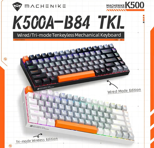 Teclado Machenike K500 B84 75% Switch Huano Brown Color negro Idioma del teclado inglés EE. UU.