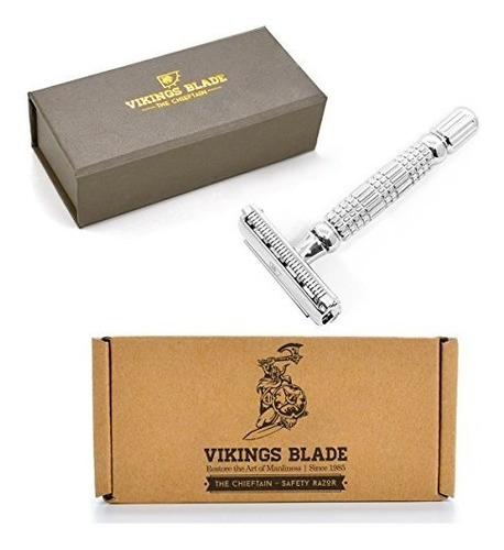 Vikings Blade The Chieftain Safety Razor Swedish Platinum Su