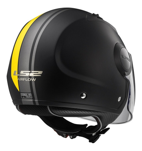 Imagen 3 de 10 de Casco Moto Abierto Ls2 562 Airflow Metropolis Negro Amarillo