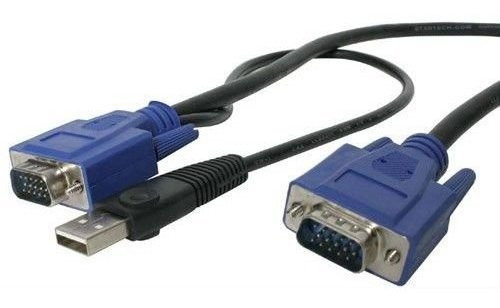 Accesorio 15 Ft 2-en-1 Ultra Thin Usb Vga Cable Para Kvm