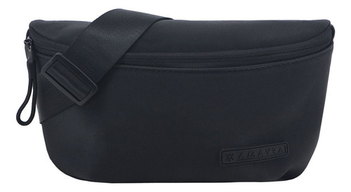 Riñonera Amayra Pu Texturado Pliegues Diseño Moda Urbana Color Negro C26851